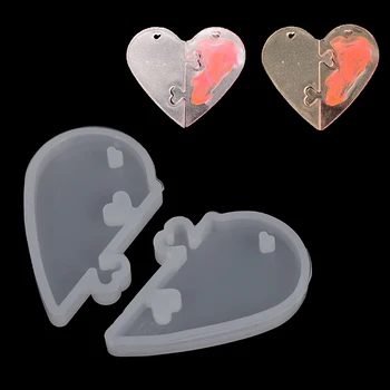 

1Set DIY Heart Shape Epoxy Silicone Pendant Mold Puzzle Charm Mould Handmade Make Tool Jewelry Resin Molds Jewelry