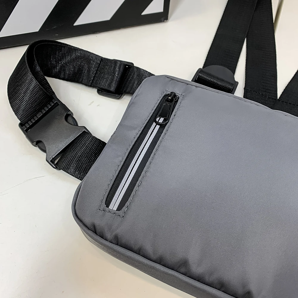 Sac banane,Sac de poitrine fonctionnel Hip Hop noir, sacs de gilet