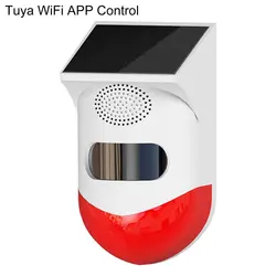 Alarme solaire infrarouge sans fil, détecteur de mouvement de sirène pour maison jardin cour extérieur avec contrôle d'application Wifi 
