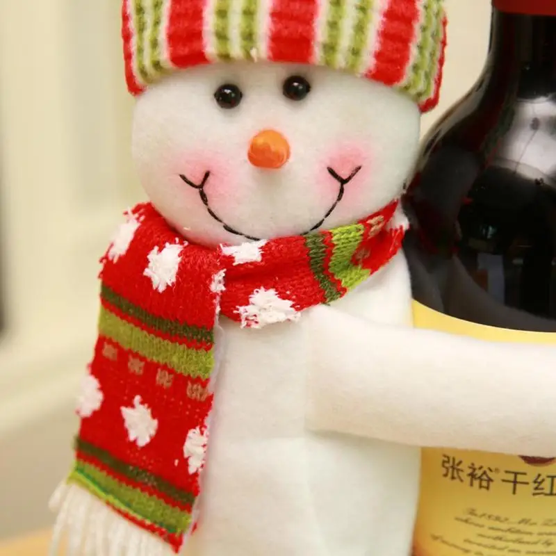Christmas Decorations Santa Claus Wine Bottle Cover Snowman Gift Holders Xmas Navidad Decor New Year Dinner Party Table Decors
