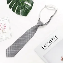 Модный Шелковый галстук для мужчин и женщин, галстуки для мальчиков и девочек, тонкий клетчатый галстук для подарков, повседневный резиновый галстук, регулируемые Галстуки