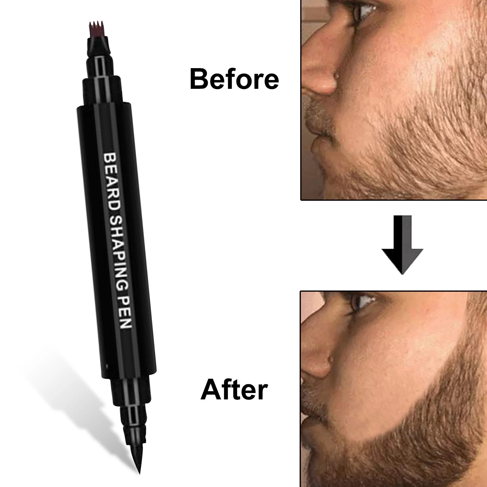 Men Waterproof Beard Pencil Filler Kit Beard Pen Beard Filler Pencil And Brush Moustache Filling