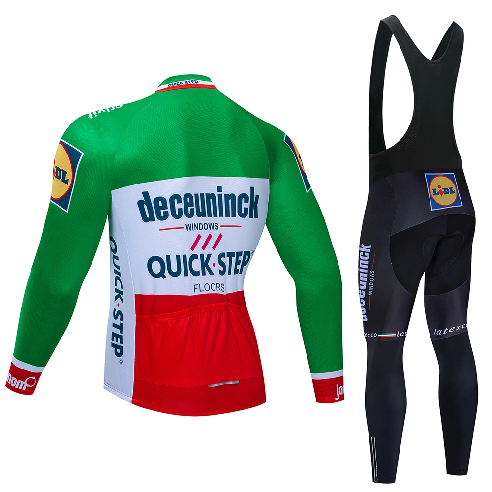 Pro Team QUICK STEP Велоспорт Джерси 9D нагрудник набор Бельгийская велосипедная одежда мужская зимняя теплая флисовая велосипедная Одежда для велоспорта