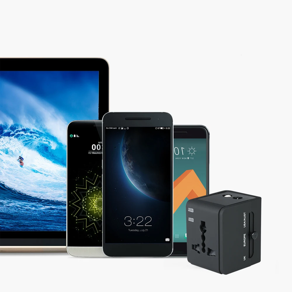 Универсальное устройство Мощность Travel Adapter по всему миру Электрический Штекерный разъем USB международной Мощность переходник для UK AU США и Европы