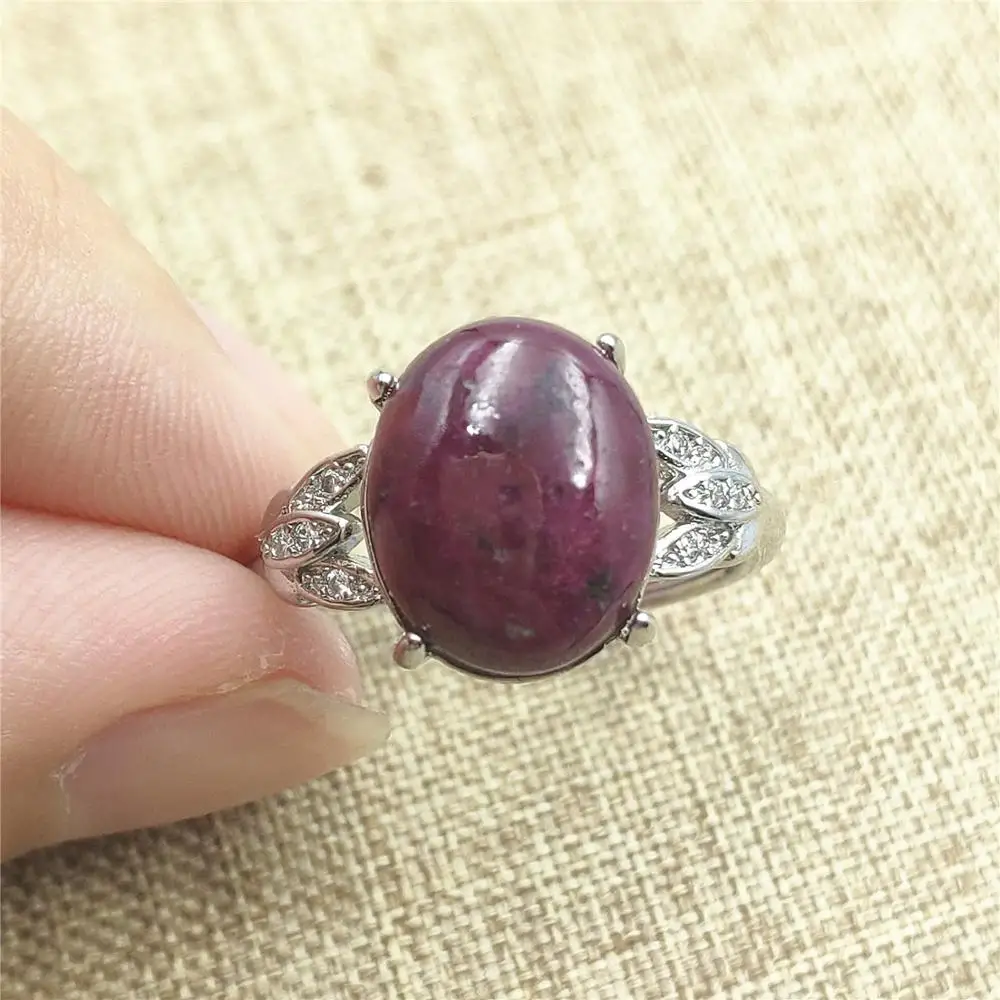

12x10mm Genuine Natural Ruby Red Gemstone Round Adjustable Ring Crystal 925 Silver Woman Man Party Gift Birthday Rings AAAAA