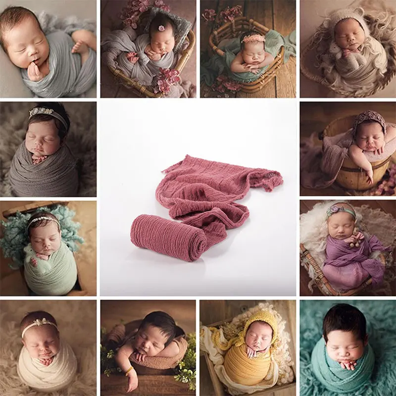 40*180 см реквизит для фотосъемки новорожденных хлопок муслин стрейч обертывание ткань Fotografie Свинг детское одеяло фон для фотографирования малышей