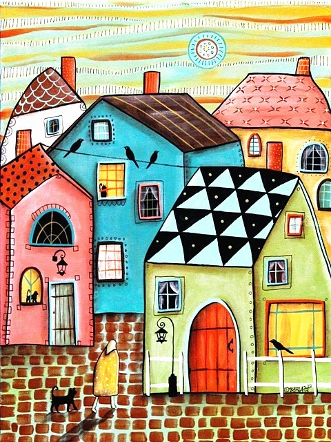 Patchwork Houses Abstract Painting By Numbers