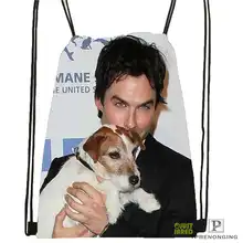 Пользовательский Ian-Somerhalder-Lost-Reunion@ 01-походная сумка на шнурке милый рюкзак для детей(черная спинка) 31x40 см#180611-03-102