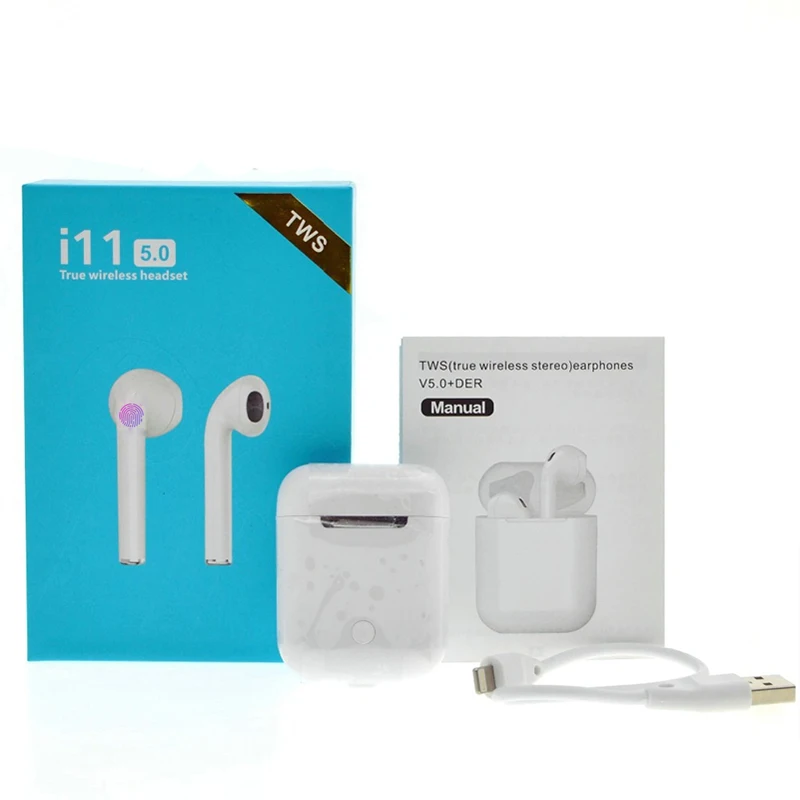 White with box I11s Tws гарнитура беспроводная Bluetooth 5,0 гарнитура Мини наушники, с микрофоном зарядная коробка спортивная Гарнитура, для смартфонов - Цвет: White with box