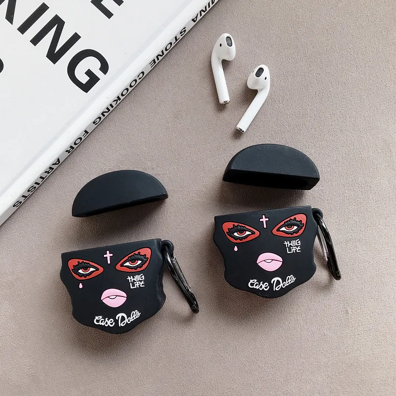 Забавный Carboon Bluetooth беспроводной чехол для наушников Airpods 2 3D брелок мягкий силиконовый защитный чехол для Airpods 1 чехол