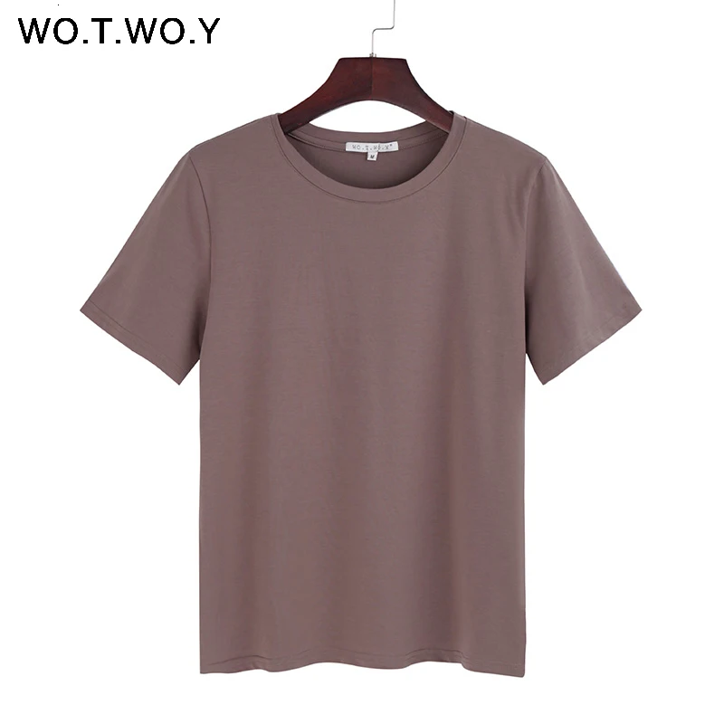 2018 Summer Cotton T Shirt Women Loose Style Solid Tee Shirt Female Short Sleeve Top Tees O-Neck T-shirt Women