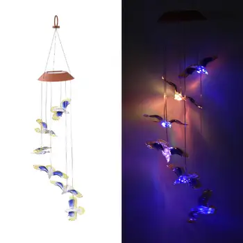 

Energy Efficient Solar Color Changing LED Hummingbird Wind Chimes Balcony Child Room Decor Garden Hanging Light Lamp Decoration