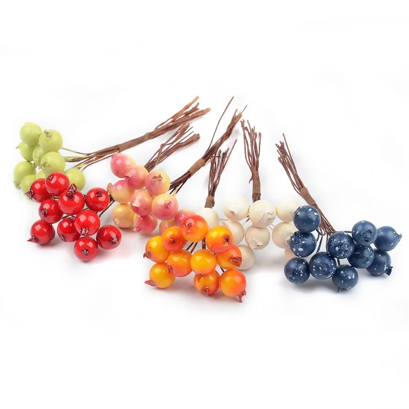 

10Pcs Mini Artificial Plastic Pomegranate Fruit Small Bouquet Stamen Wedding Home Decorative DIY Christmas Tree Garland Craft