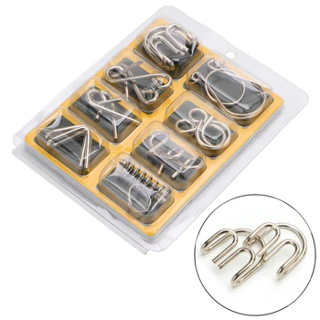 

8Pcs/set Metal Wire Puzzle Game IQ Mind Test Brain Teaser Toys for Kids Adults 24BE