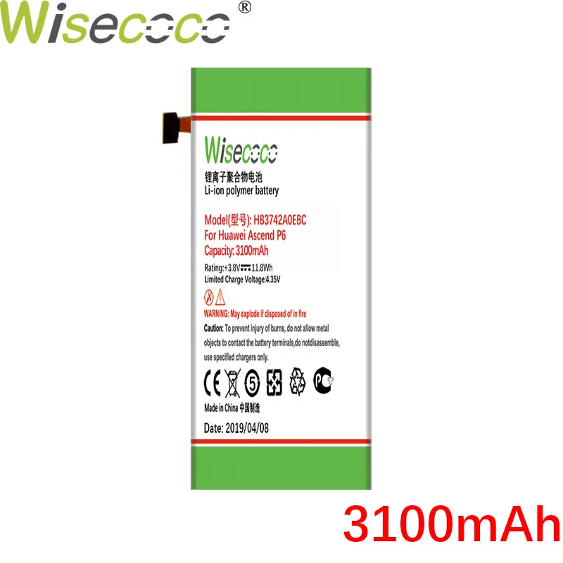 Wisecoco 2050 мА/ч, HB3742A0EBC Батарея для huawei Ascend P6 P6-U06 p6-c00 p6-T00/G6 G620 G621 G620s G630 акумуляторная батарея