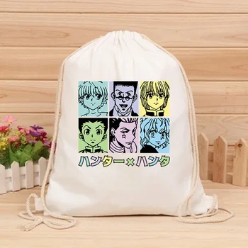 

Japanese Anime Hunter x Hunter Drawstring Bag Casual Canvas Backpack Teenager Storage Bag Women Men Travel Bags
