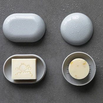 

Bathroom Soap Box Plastic Round Shower Soap Dish Draining Soap Tray Holder Portable Travel Storage Case Bathroom Accessories