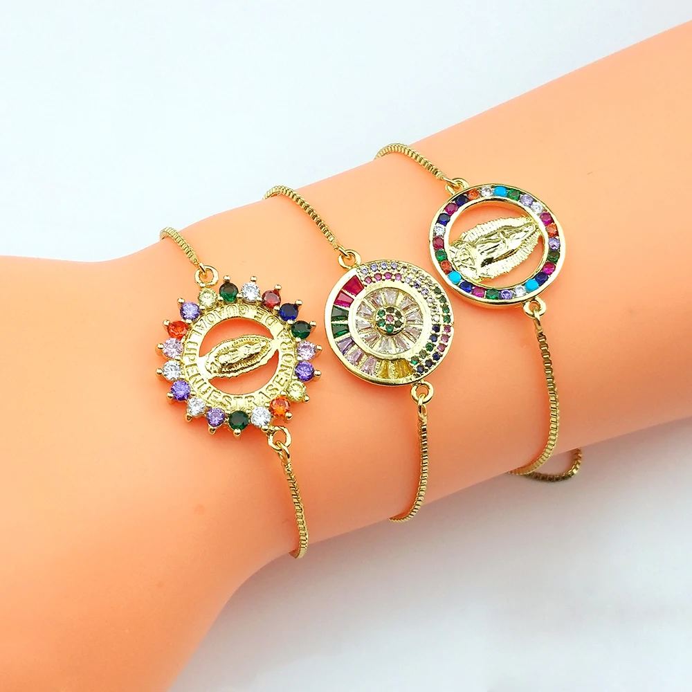 Rainbow Virgin Mary Bracelet For Women Religious Charm Bangle Bracelets