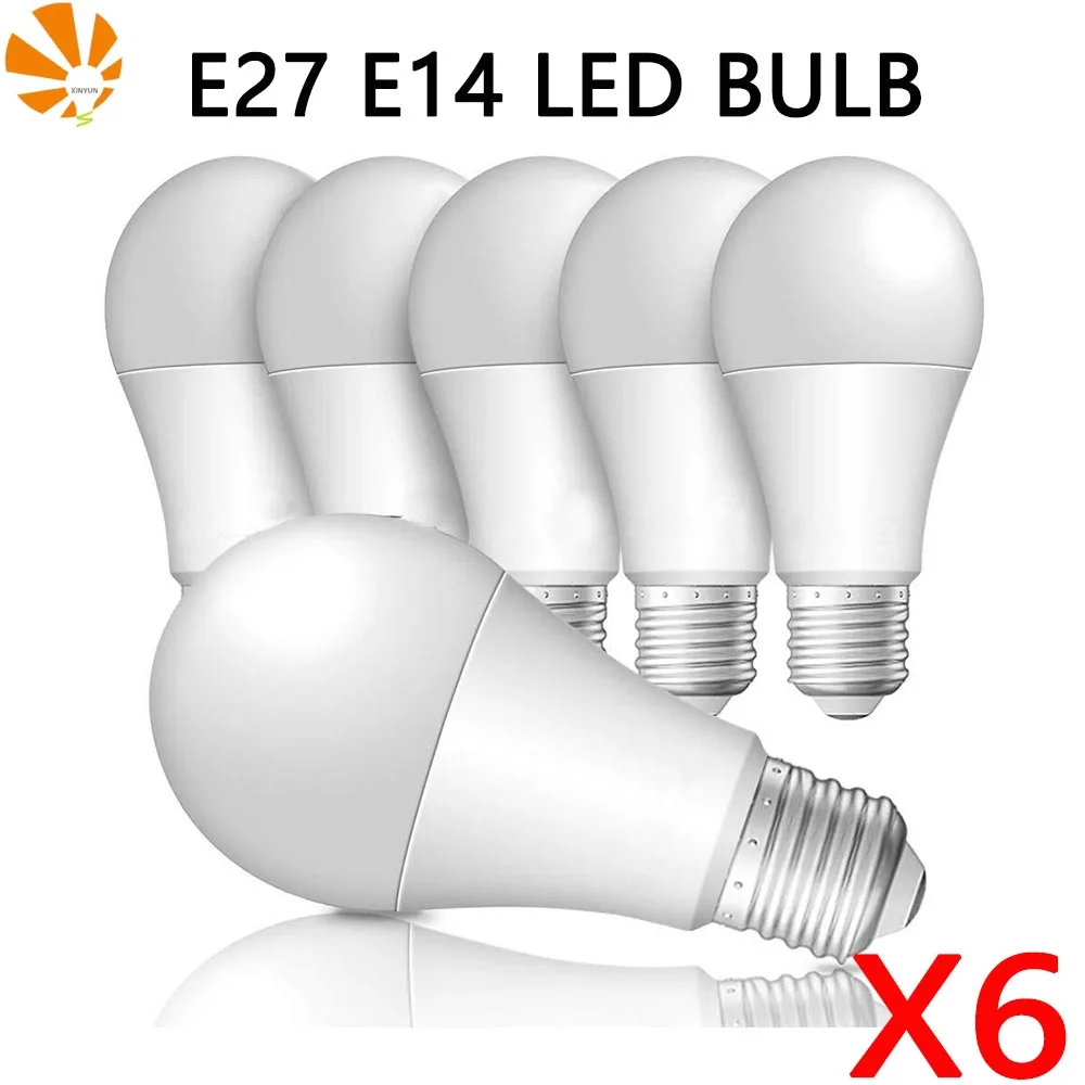 6 шт./Лот Светодиодные лампы E27 E14 20 Вт 18 15 12 9 3 AC 220 В Lampada | Освещение