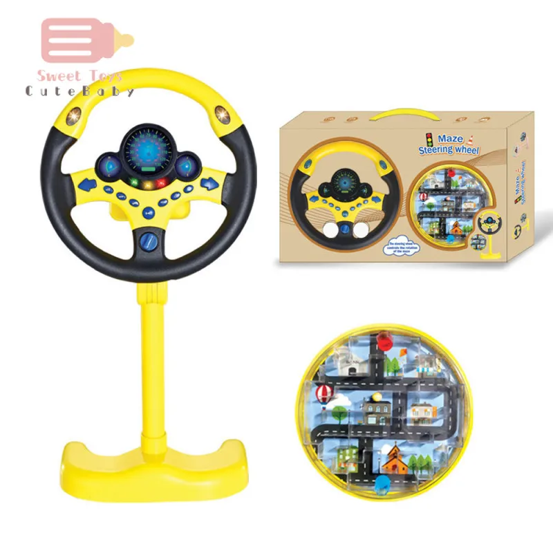 

Child Steering Wheel with Light Cute Educational Developing Funny Baby Simulation Copilot Traffic Driving Car Gift Kids Toys