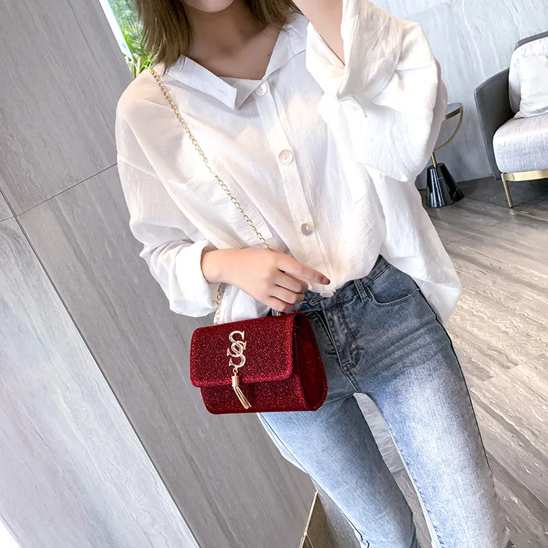 

New Style Women's Small Handbag Fashion Girl 899 Square Sling Bag Fashion Korean Version of a Single Pendant Rough Surface