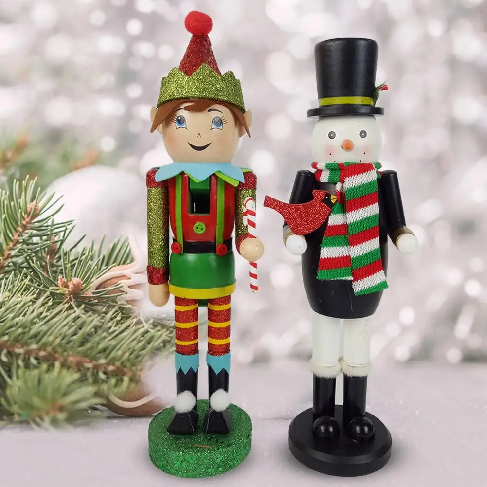 

1pc Wood Elf Nutcracker Christmas Desktop Decoration Window Props Nutcracker Puppet Soldier Christmas Decorations For Home