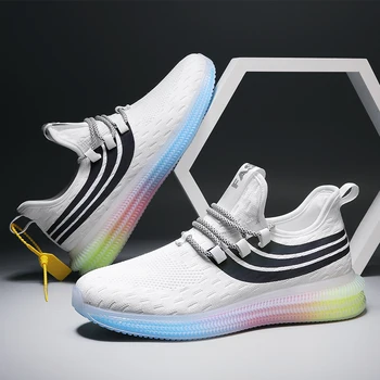 

2020 New Cheap Men Casual Shoes Flying weaving Wholesale Running Sneakers Colorful Walk Mesh Breathable Tennis zapatillas hombre