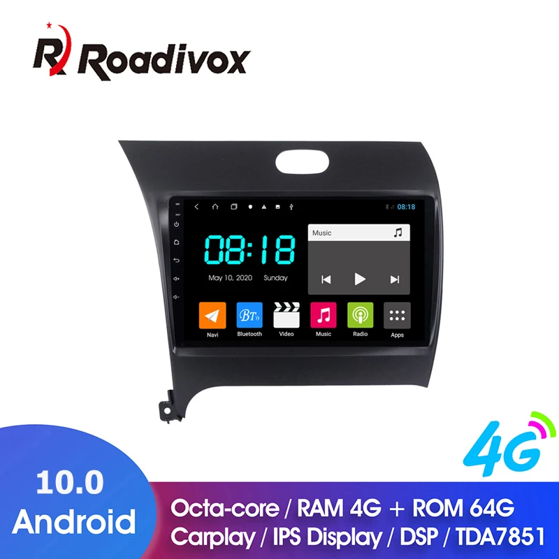 Автомобильный DVD-плеер 9 дюймов Android 10 0 ОЗУ 4 Гб ПЗУ 64 ГБ для KIA CERATO K3 FORTE 2013-2016