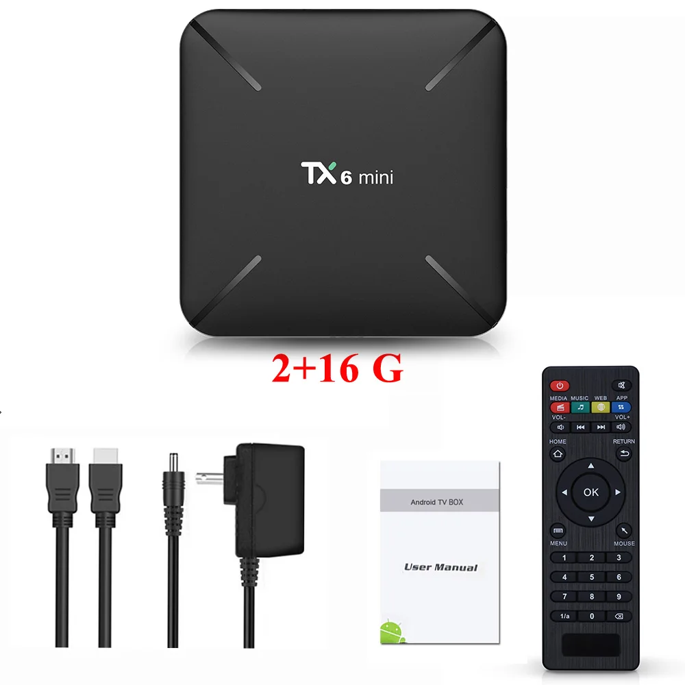 2 16G Мини Смарт ТВ-бокс Crenova TX6 Android 9,0 Netflix Youtube четырехъядерный 2 ГБ+ 16 Гб 2,4 г WiFi 4K HD AirPlay набор верхней коробки - Цвет: 2 16G
