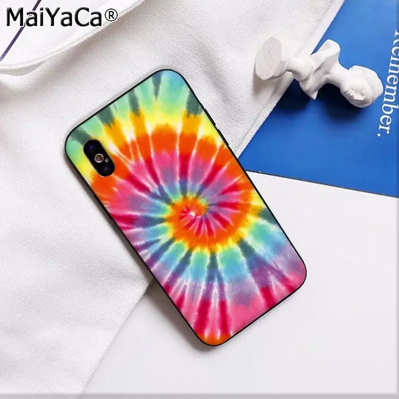 A12 Чехол для телефона MaiYaCa с узором в виде галстука-красителя Batic Rainbow Retro Ink black для Apple iphone 11 pro 8 7 66S Plus X XS MAX 5s SE XR - Цвет: A12