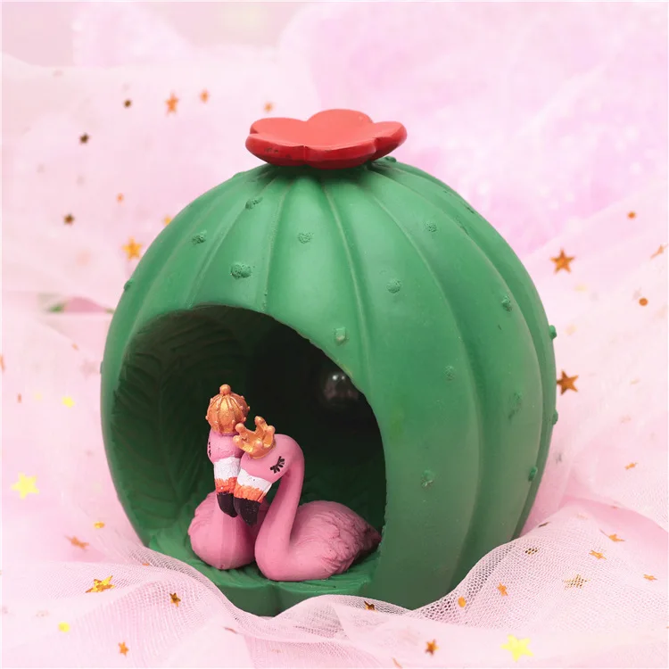 South Korea Creative Cute Deposit Cactus Flamingo Light Included Coin Bank Savings Bank Small Night Lamp Dormitory Desktop Ornam