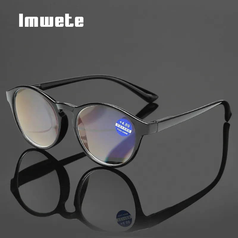 Imwete очки для чтения для мужчин и женщин, прозрачный синий светильник, женские очки в стиле ретро, линзы из смолы, очки с диоптрием+ 1,0 1,5 2,0 2,5