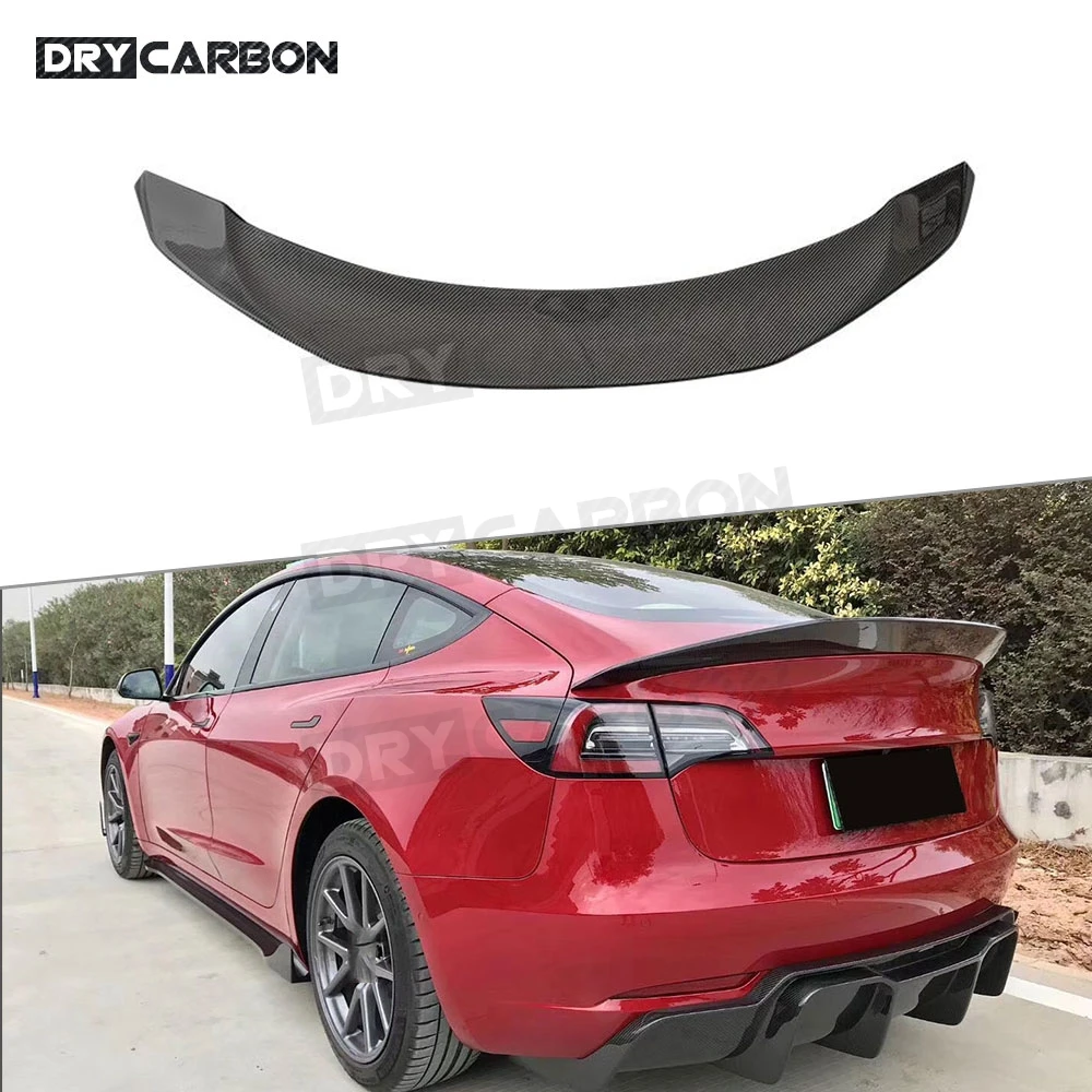 Задний спойлер из углеродного волокна для Tesla модель 3 2017-2020 в стильная накладка