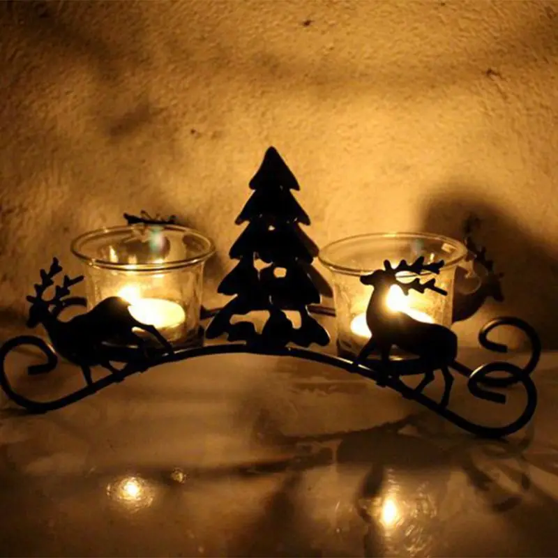 Ретро железные подсвечники Рождественская елка олень карета подсвечник бар Домашний Декор канделябры