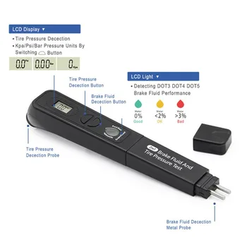 

Brake Oil Detector Tire Pressure Monitoring Table Two In One Brake Oil Water Content Detection Pen Brake Oil Test Pen