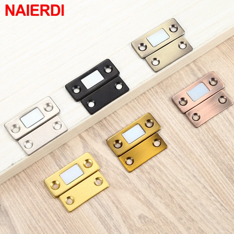 Magnetic Cabinet Catches Door Closer Door Stops 2pcs/Set Magnet Door Stops Hidden Magnetic Cabinet Catches Screw For Closet Cupboard Furniture Hardware