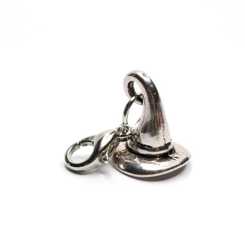 

2 Pcs Antique Silver Color Witch's Hat Charm Zipper Pull Witch Hat Clip on Charm, Zipper Pull