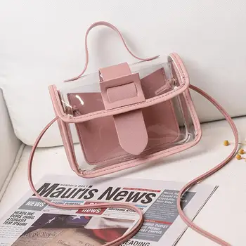 

2020 Spring Summer Fashion Women's Transparent Square Sling Bag Cool PVC Shoulder Bag Messenger Bag Mobile Sweet Lady Bag sac