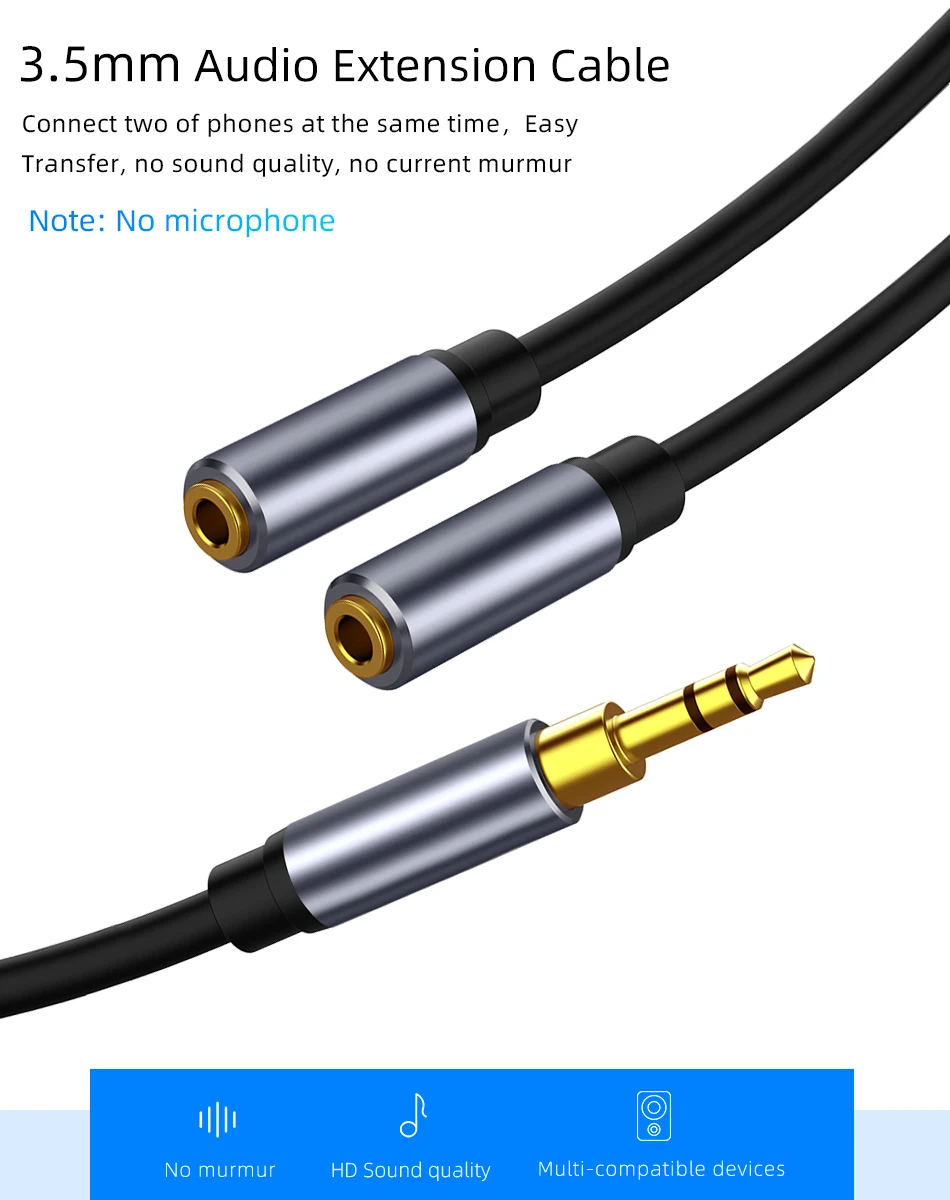 3,5 мм аудио адаптер кабель для наушников разветвитель 2 в 1 Aux разветвитель для наушников адаптер для телефона iPad 3,5 аудио удлинитель