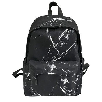 

Lightweight Large Capacity Zipper Closure Travel School Bag Backpack Marble Print Portable Casual Ergonomic Adjustable Strap Gym