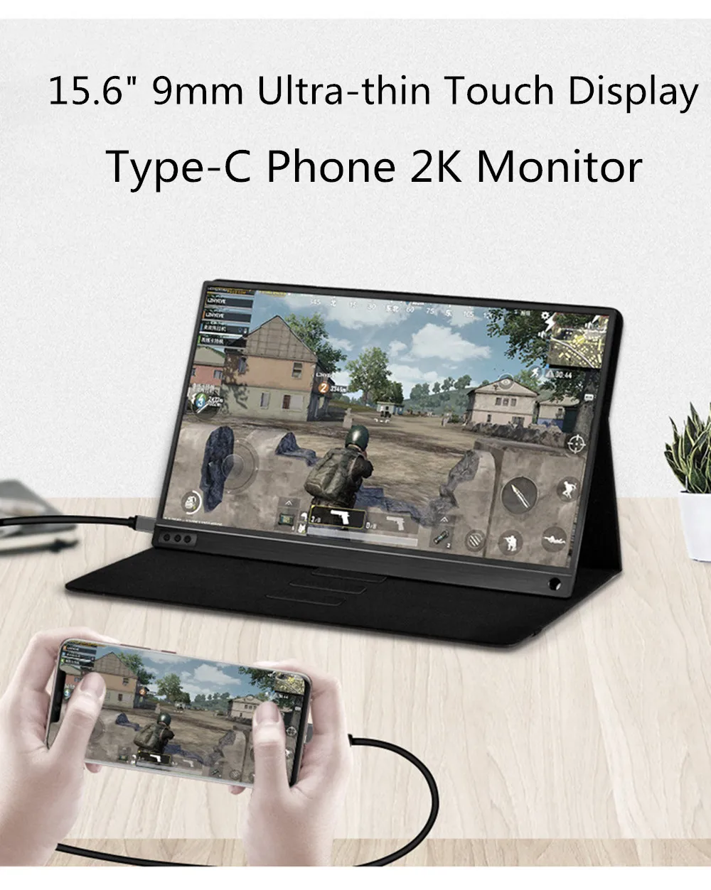 

9mm Ultra-thin IPS 15.6" Monitor 2560x1440 HDR Type-C Phone Display Touch Screen HDMI for PC Office Laptop Switch/XBOX/PS4 Game