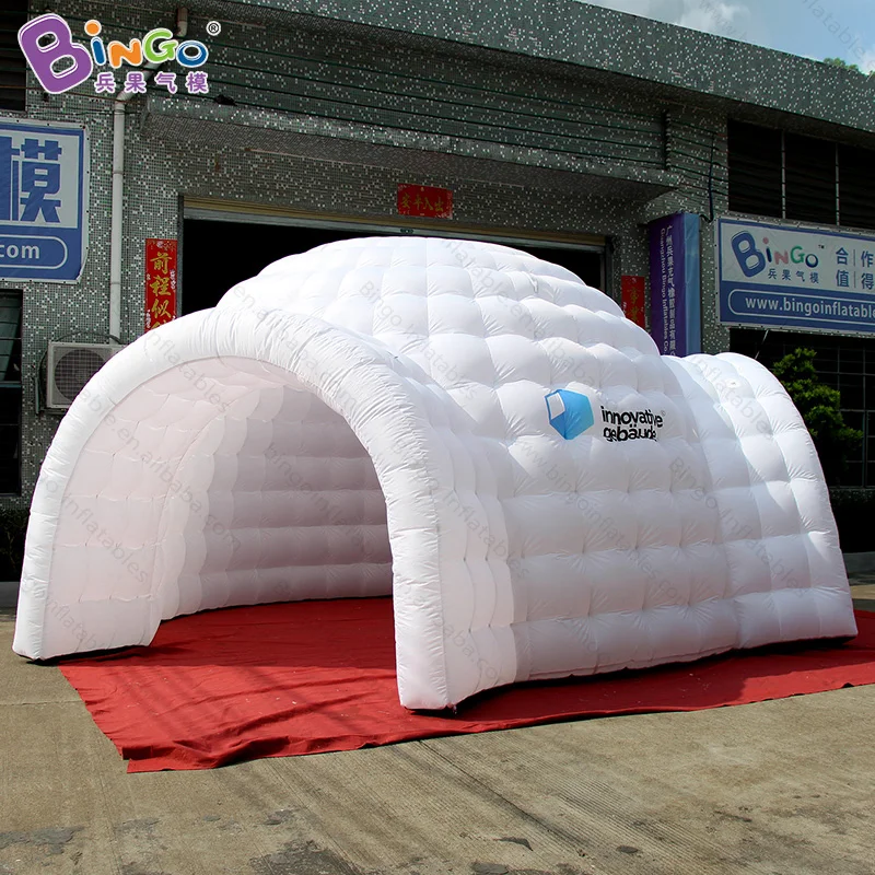 5,7x5,5x3,5 mH, надувная белая палатка с логотипом igloo, индивидуальный купол с 2 окнами