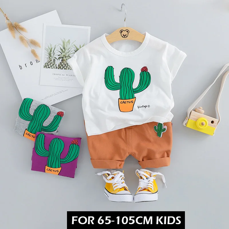 Комплект детской одежды из 2 предметов хлопковая Футболка с забавным КАКТУСОМ и