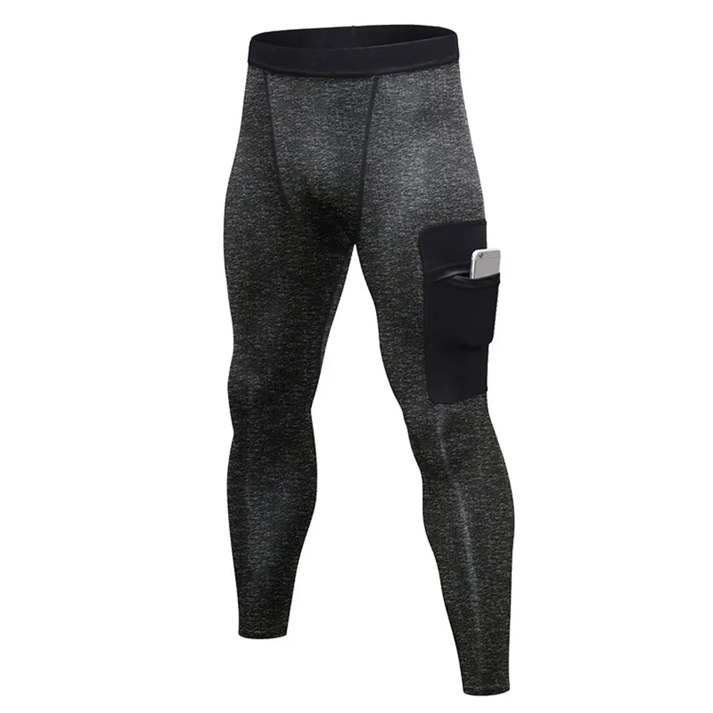 gray and black Новые мужские тренировочные брюки для тренировок фитнес стрейч быстросохнущие Колготки повседневные спортивные брюки WML99 - Цвет: gray and black