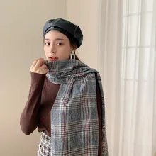 

New Winter Plaid Printed Tassel Imitation Cashmere Scarf 2022 Fashion Long Warm The Streets Of Europe and America Shawl