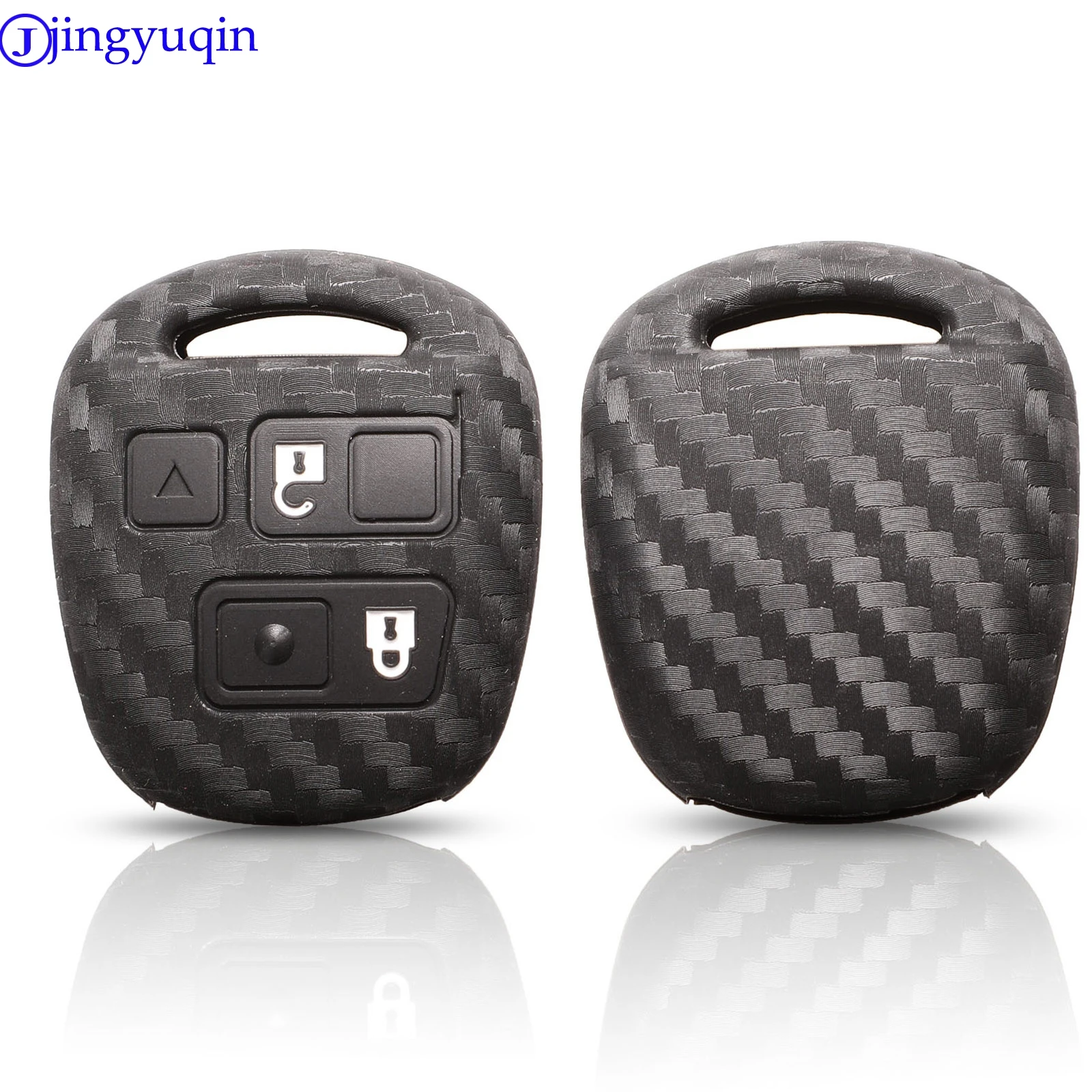 Jingyuqin Carbon Fiber Patten Silicone Car Key Shell For Lexus For Toyota Remote Key Case Holder Case Cover
