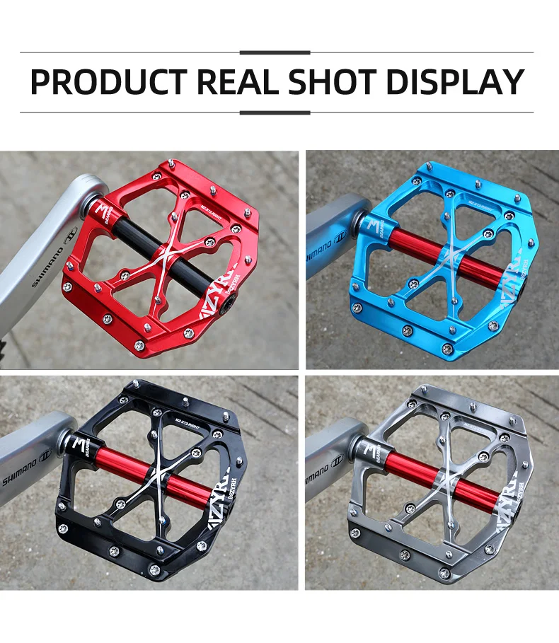 MZYRH 3 Bearings Bike Pedals Non-Slip MTB Pedals Aluminum Alloy Flat Applicable Waterproof Cycling Accessories
