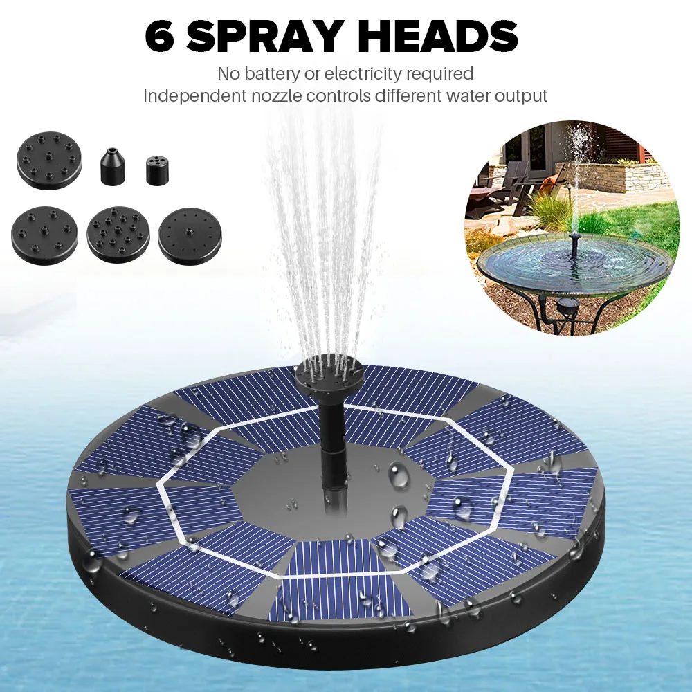 Мини фонтан на солнечной батарее садовый водяной пруд уличная солнечная панель