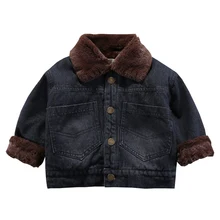 Джинсовая куртка для мальчиков коллекция года, осенне-зимняя новая бархатная Джинсовая Верхняя одежда для мальчиков, утепленные куртки для мальчиков, детские куртки