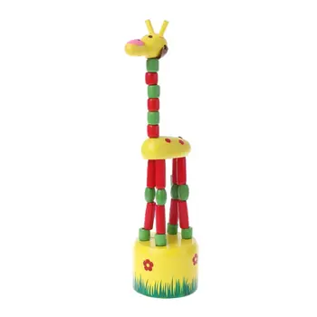 

Funny Baby Kids Intelligence Developmental Educational Wooden Colorful Rocking Giraffe Toy Dancing Stand Gift